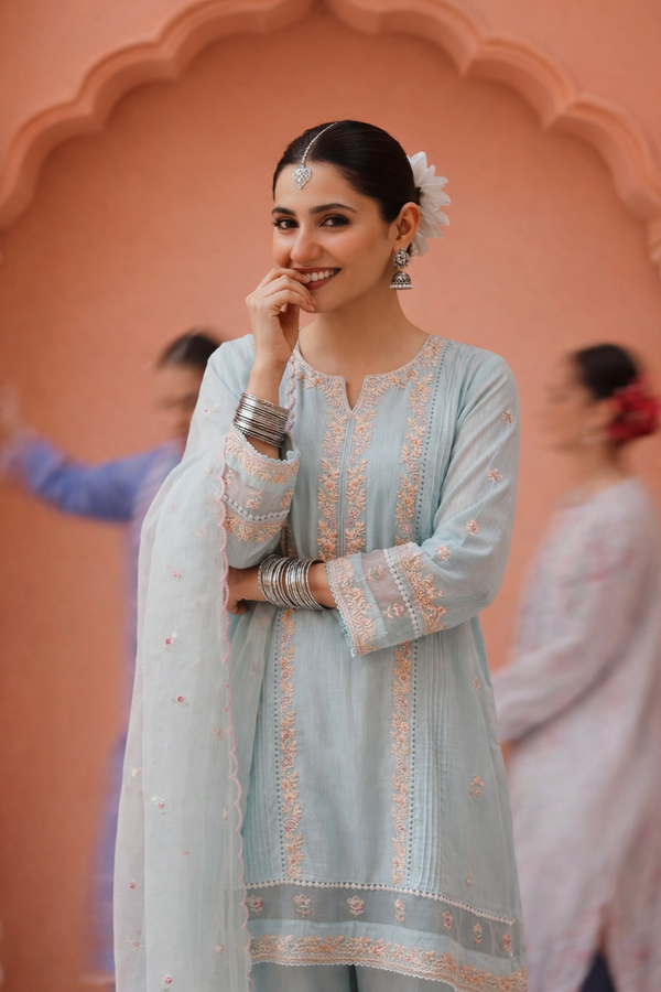 Chanderi Suit set :  Blue