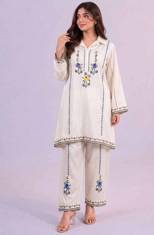 The X-Stitch Embroidered Cotton  Co-ord Set