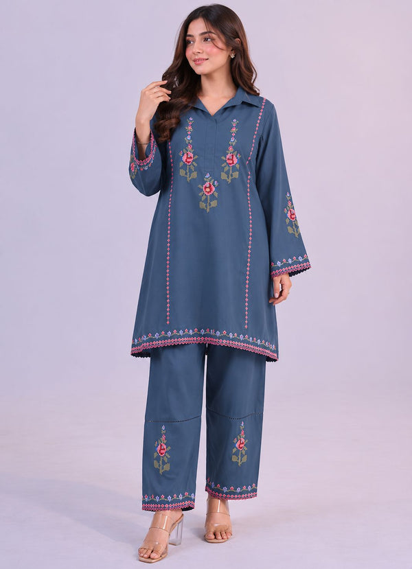 The X-Stitch Embroidered Cotton  Co-ord Set
