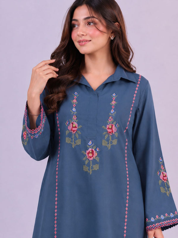 The X-Stitch Embroidered Cotton  Co-ord Set